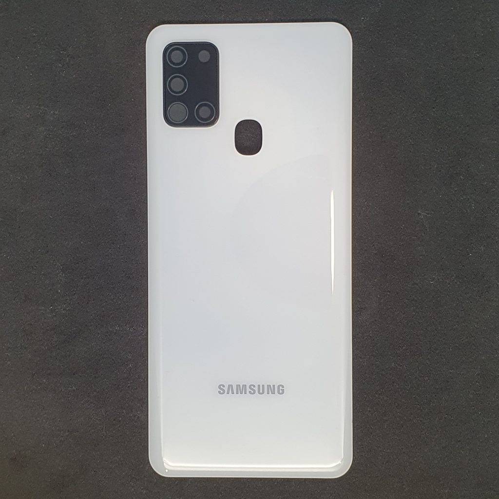 Samsung Galaxy A21s akkufedél hátlap kamera lencsével gyári fehér